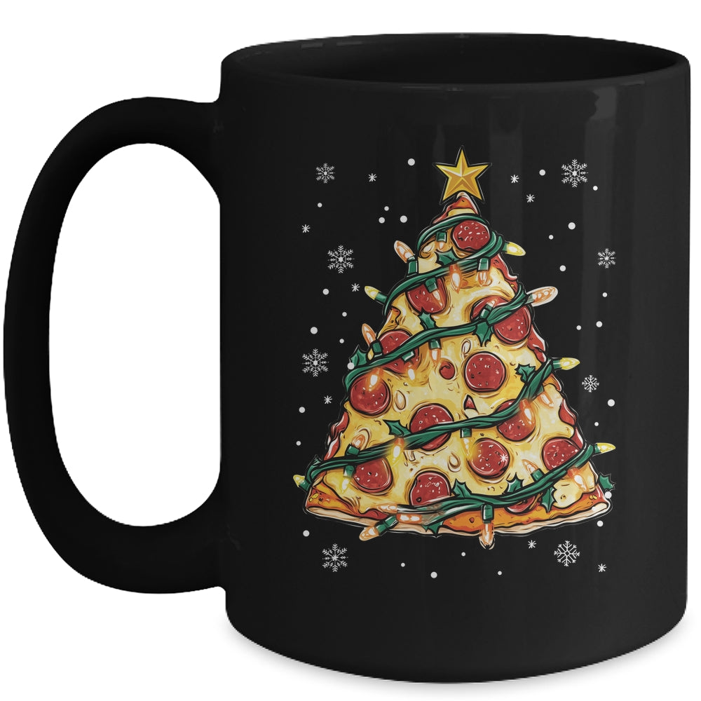Christmas Pizza Xmas Tree Funny Xmas Food Men Women Kids Mug | siriusteestore