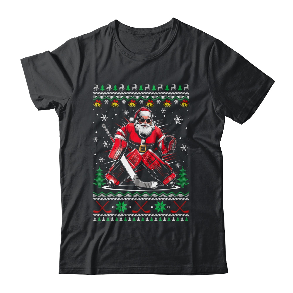Christmas Santa Hockey Goalie Ugly Christmas Hockey Player Shirt & Sweatshirt | siriusteestore