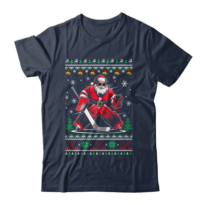 Christmas Santa Hockey Goalie Ugly Christmas Hockey Player Shirt & Sweatshirt | siriusteestore