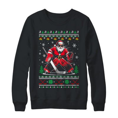 Christmas Santa Hockey Goalie Ugly Christmas Hockey Player Shirt & Sweatshirt | siriusteestore