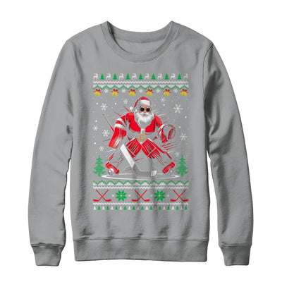 Christmas Santa Hockey Goalie Ugly Christmas Hockey Player Shirt & Sweatshirt | siriusteestore