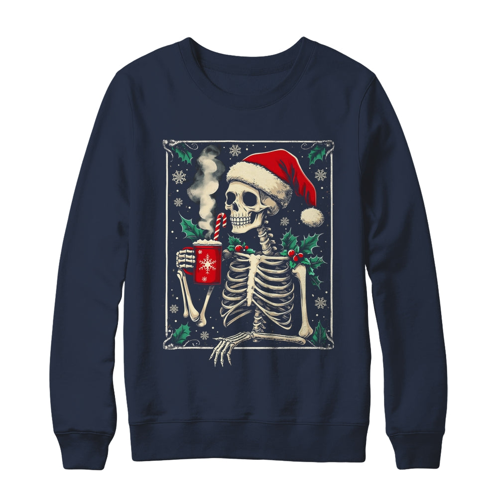 Christmas Skeleton Hot Cocoa Scary Spooky Xmas Holiday Shirt & Sweatshirt | siriusteestore