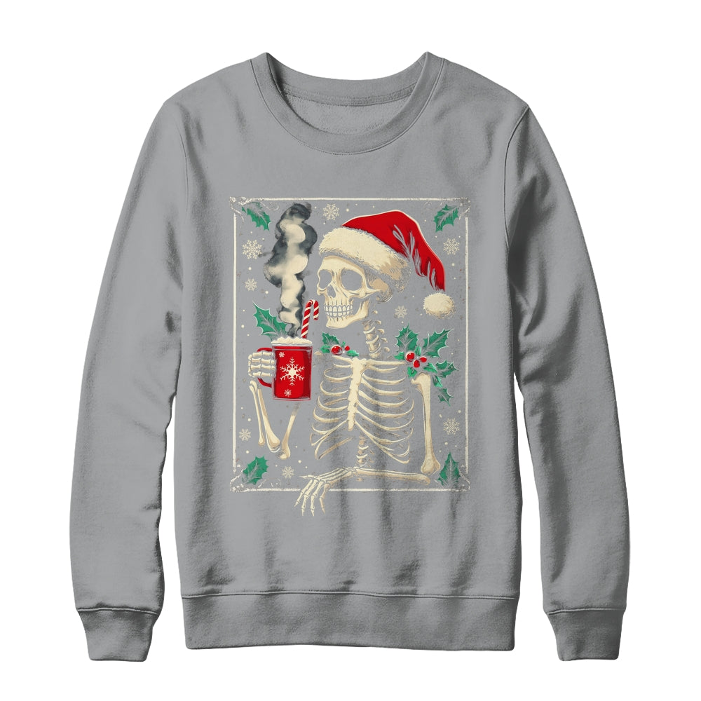 Christmas Skeleton Hot Cocoa Scary Spooky Xmas Holiday Shirt & Sweatshirt | siriusteestore