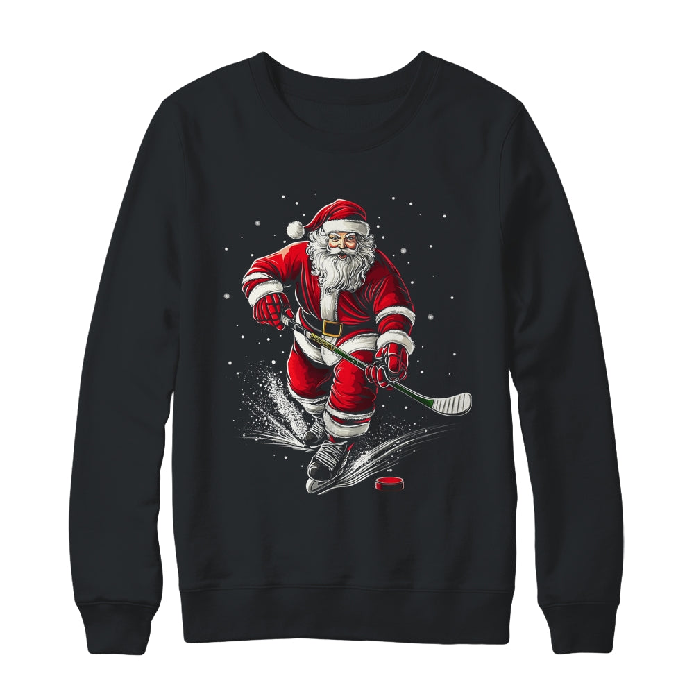 Christmas Sports Santa Playing Ice Hockey Xmas Men Women Shirt & Sweatshirt | siriusteestore