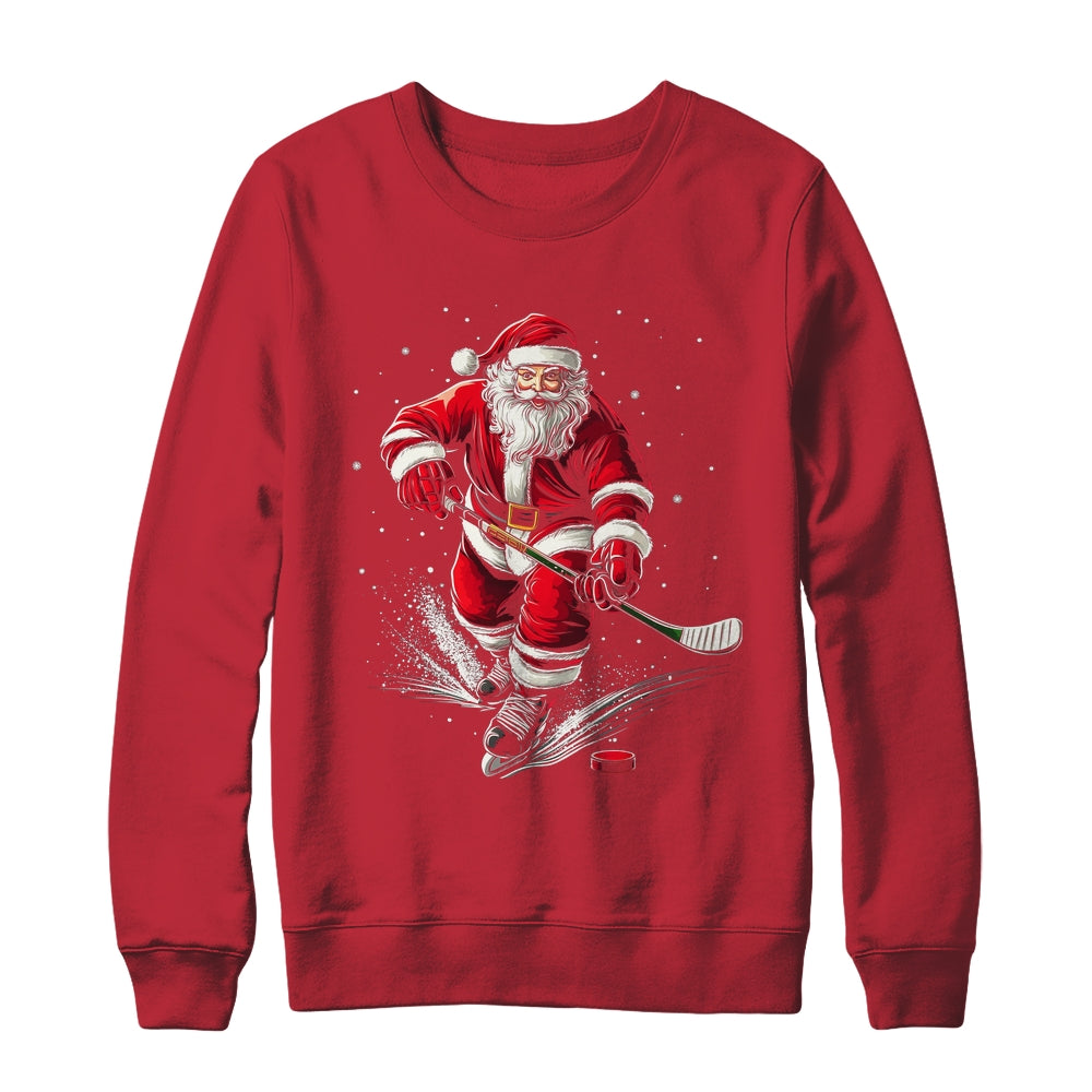 Christmas Sports Santa Playing Ice Hockey Xmas Men Women Shirt & Sweatshirt | siriusteestore