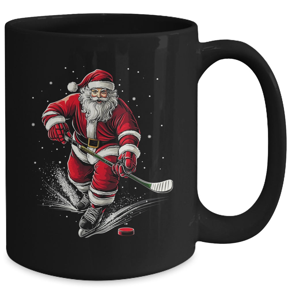 Christmas Sports Santa Playing Ice Hockey Xmas Men Women Mug | siriusteestore