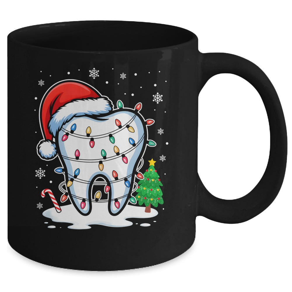 Christmas Teeth Dentist Dental Xmas Lights Santa Hat Holiday Mug | siriusteestore