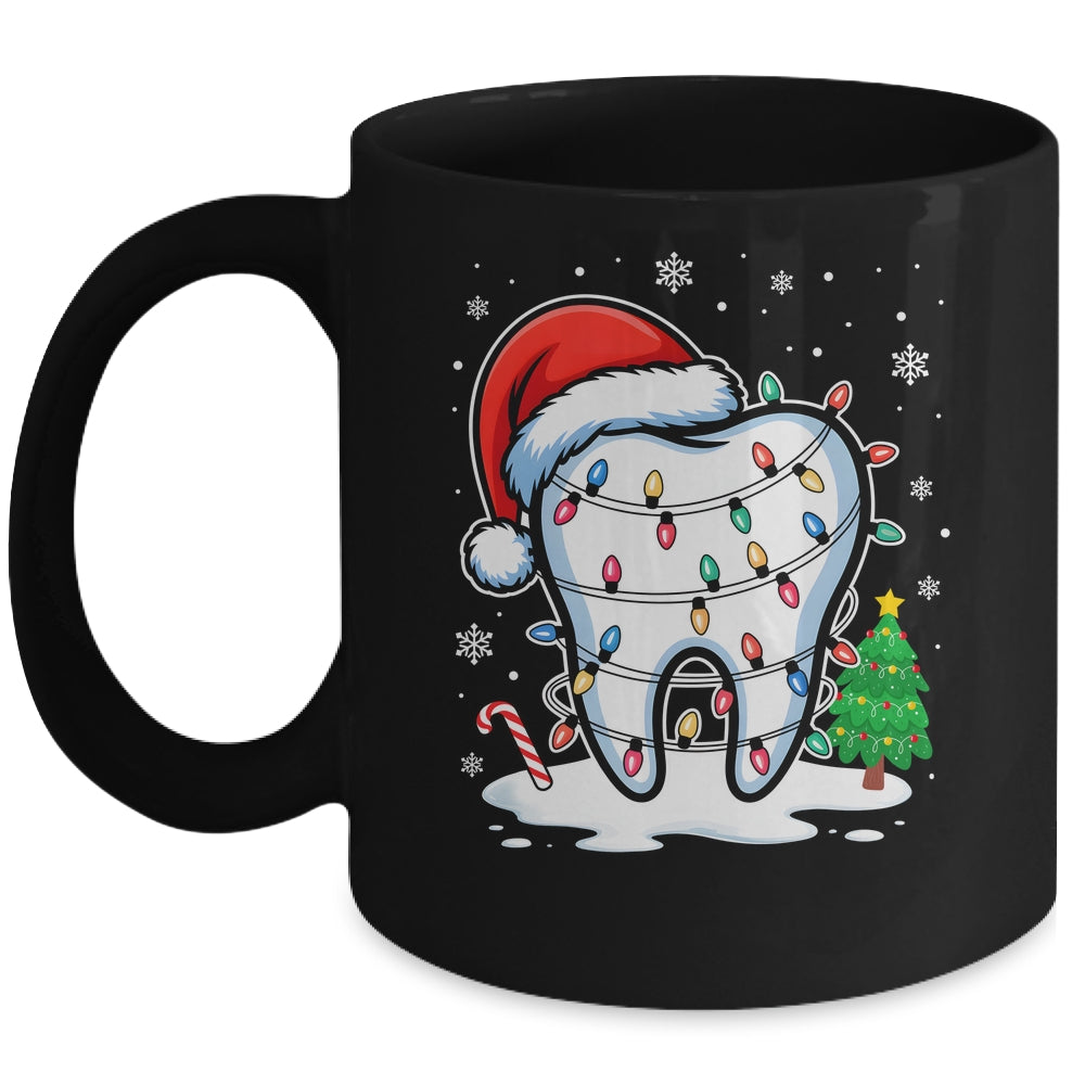 Christmas Teeth Dentist Dental Xmas Lights Santa Hat Holiday Mug | siriusteestore
