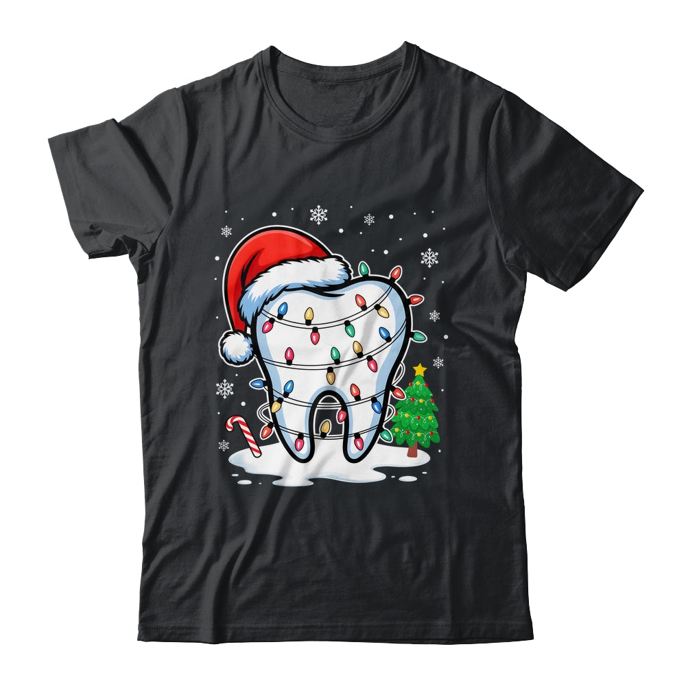 Christmas Teeth Dentist Dental Xmas Lights Santa Hat Holiday Shirt & Sweatshirt | siriusteestore