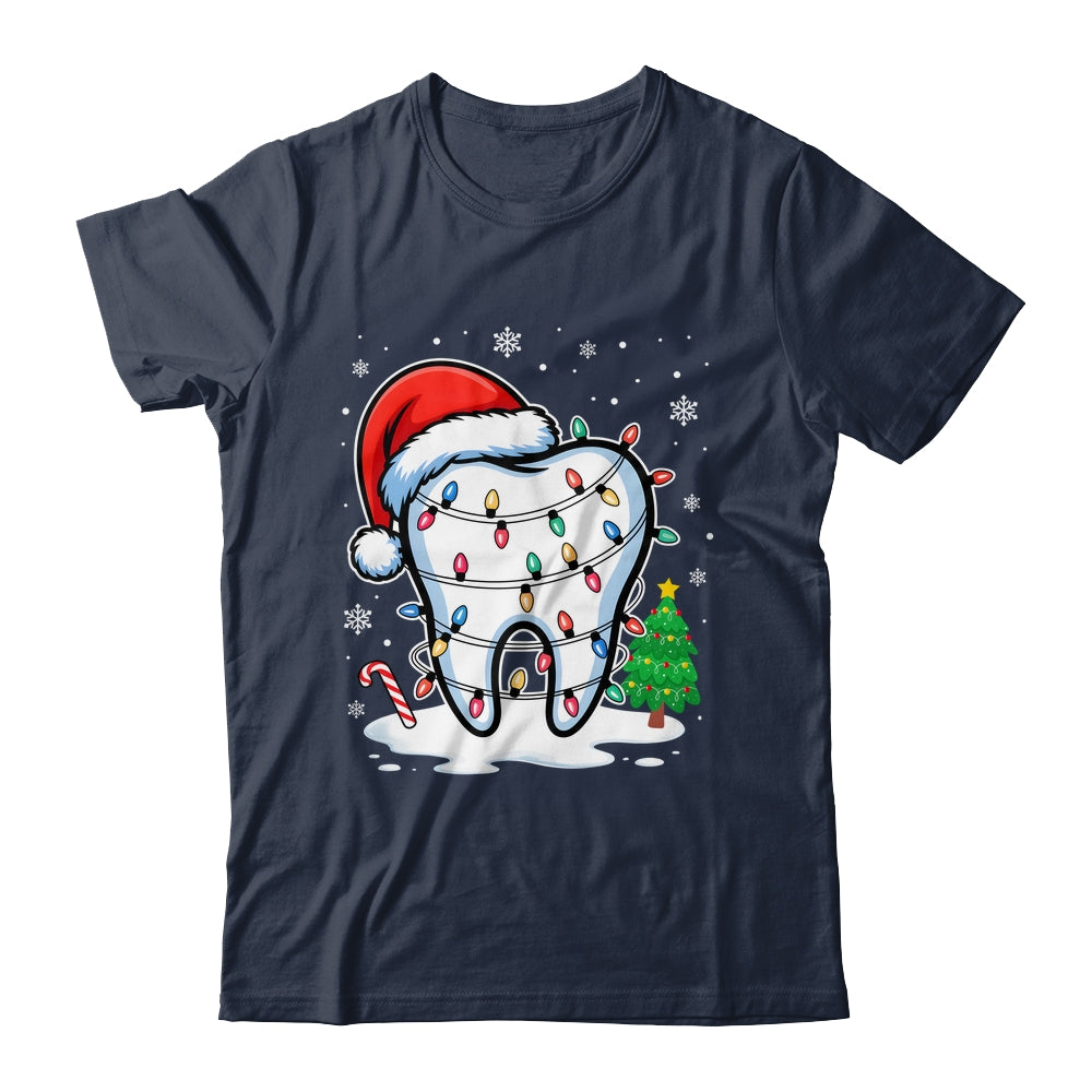 Christmas Teeth Dentist Dental Xmas Lights Santa Hat Holiday Shirt & Sweatshirt | siriusteestore