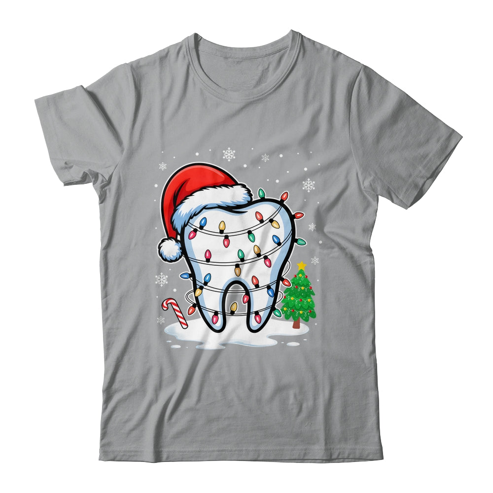 Christmas Teeth Dentist Dental Xmas Lights Santa Hat Holiday Shirt & Sweatshirt | siriusteestore