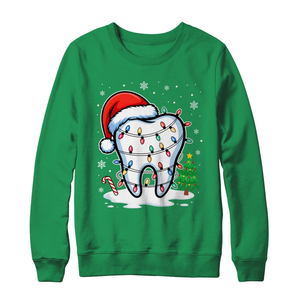 Christmas Teeth Dentist Dental Xmas Lights Santa Hat Holiday Shirt & Sweatshirt | siriusteestore