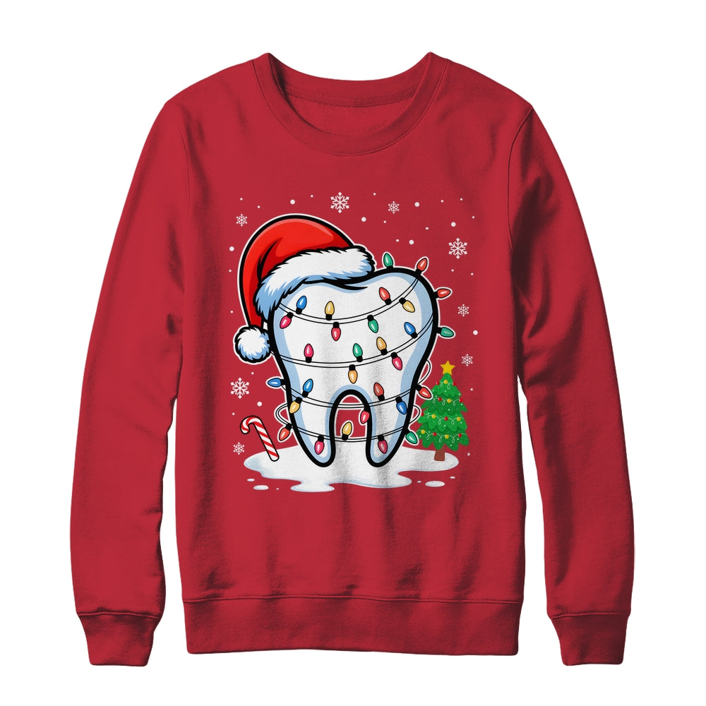 Christmas Teeth Dentist Dental Xmas Lights Santa Hat Holiday Shirt & Sweatshirt | siriusteestore