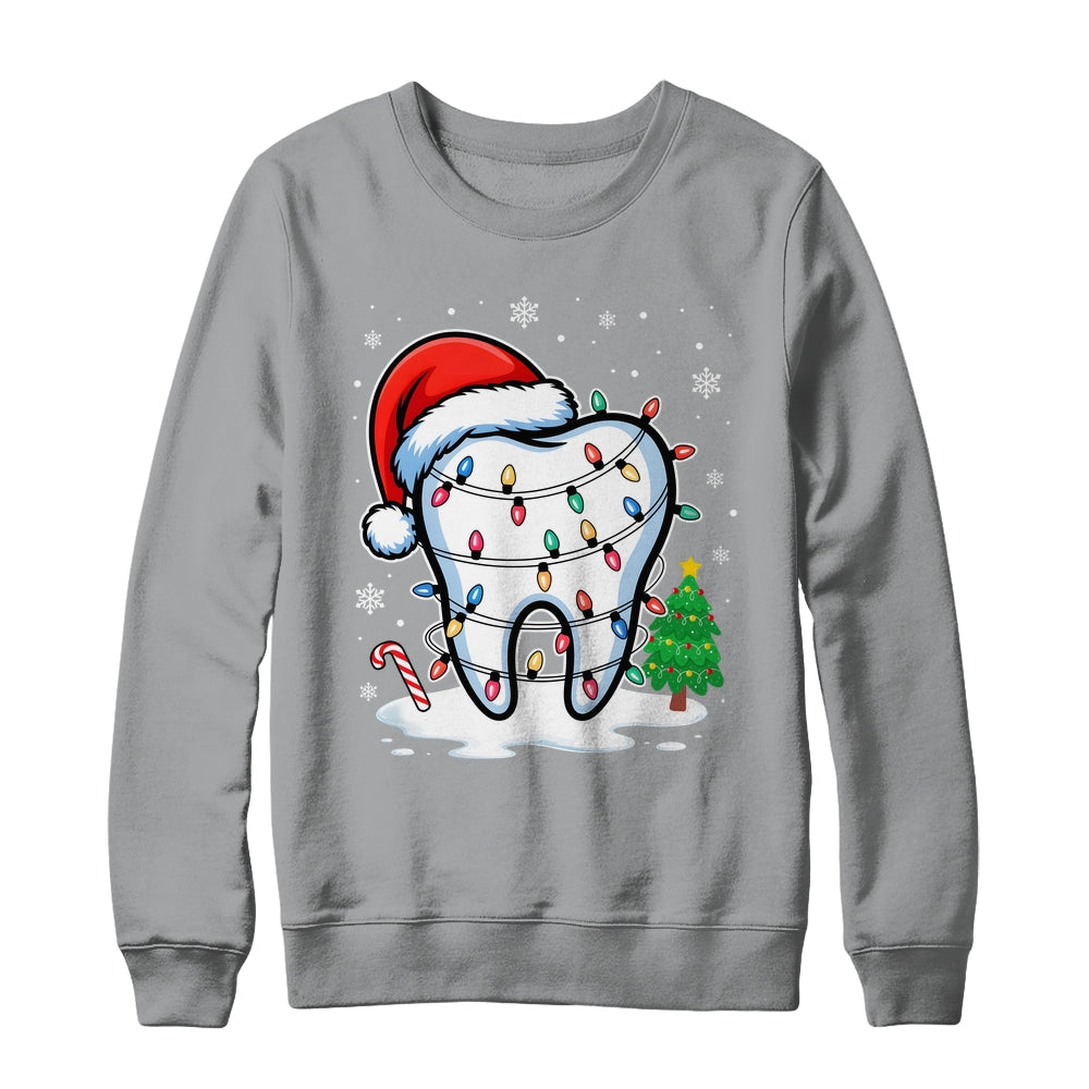 Christmas Teeth Dentist Dental Xmas Lights Santa Hat Holiday Shirt & Sweatshirt | siriusteestore