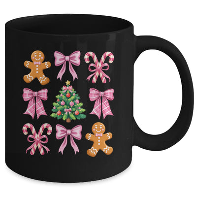 Christmas Tree Gingerbread Man Coquette Bow Xmas Girls Kids Mug | siriusteestore