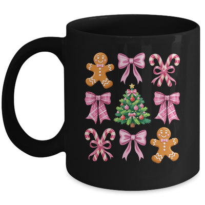 Christmas Tree Gingerbread Man Coquette Bow Xmas Girls Kids Mug | siriusteestore