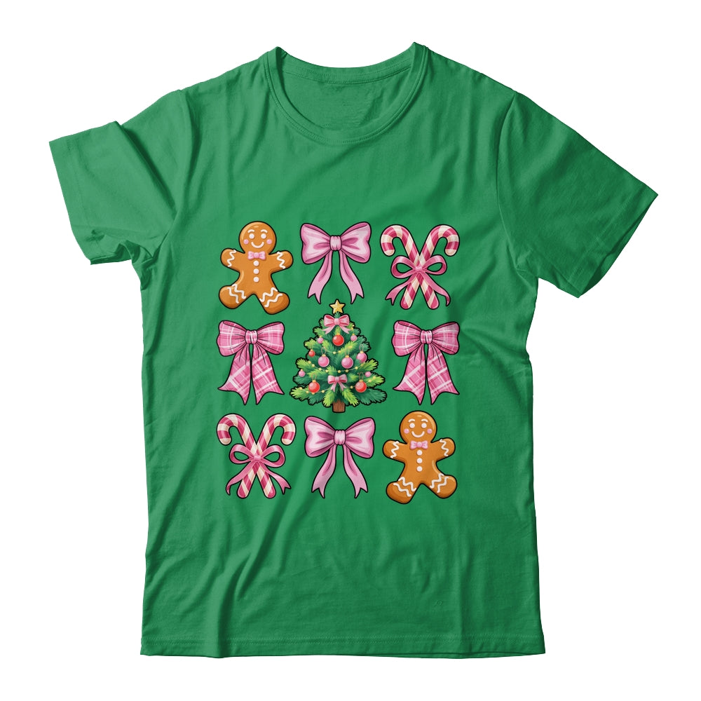 Christmas Tree Gingerbread Man Coquette Bow Xmas Girls Kids Shirt & Sweatshirt | siriusteestore