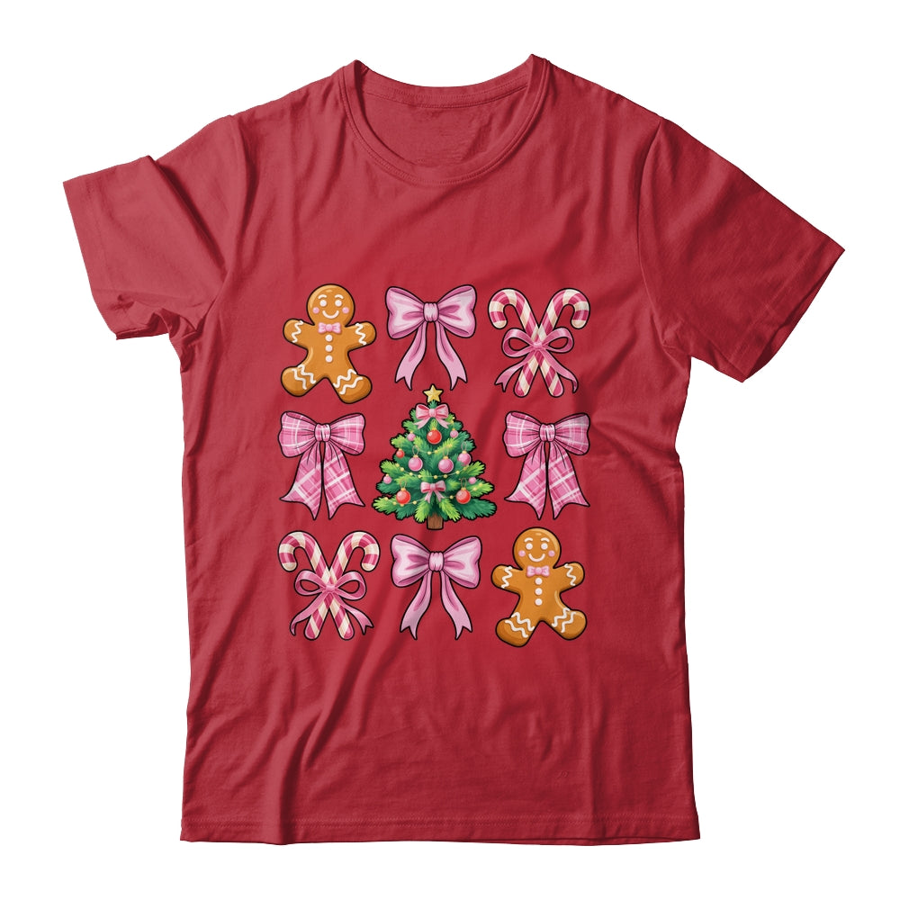 Christmas Tree Gingerbread Man Coquette Bow Xmas Girls Kids Shirt & Sweatshirt | siriusteestore