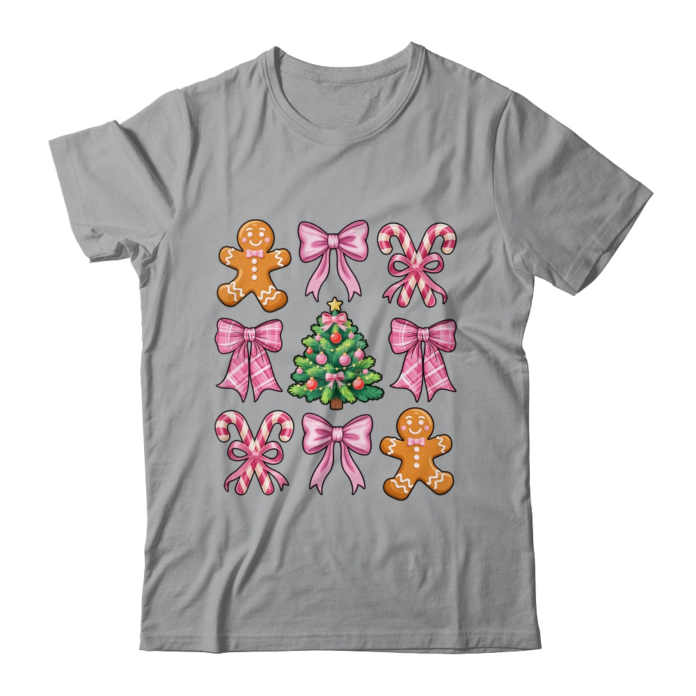 Christmas Tree Gingerbread Man Coquette Bow Xmas Girls Kids Shirt & Sweatshirt | siriusteestore