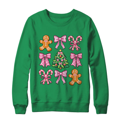 Christmas Tree Gingerbread Man Coquette Bow Xmas Girls Kids Shirt & Sweatshirt | siriusteestore
