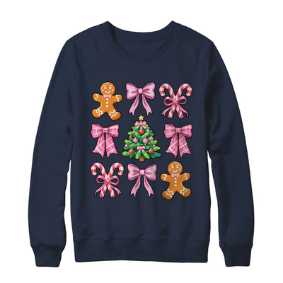Christmas Tree Gingerbread Man Coquette Bow Xmas Girls Kids Shirt & Sweatshirt | siriusteestore
