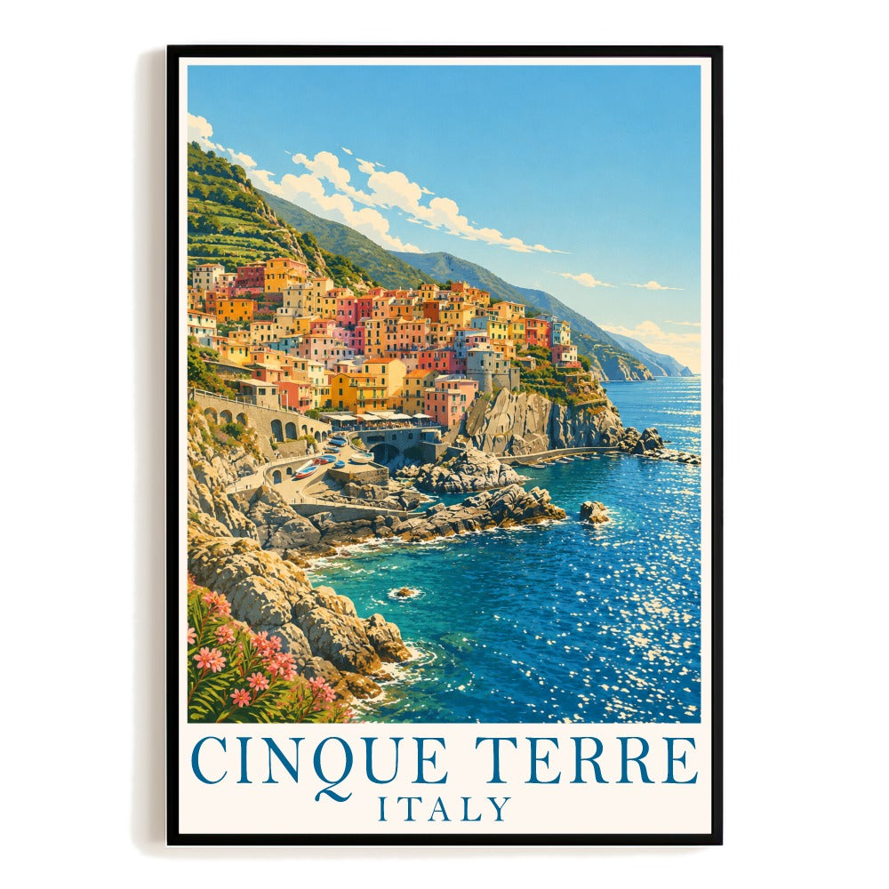 Cinque Terre Italy Travel Poster Vintage Coastal Village Landscape Wall Art Print Painting Souvenir For Home Living Room Office Bedroom Decor Unframed | siriusteestore