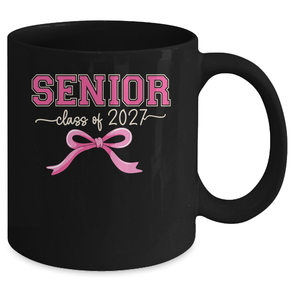 Class Of 2027 Pink Coquette Bow Cap Senior 2027 Graduation Mug | siriusteestore