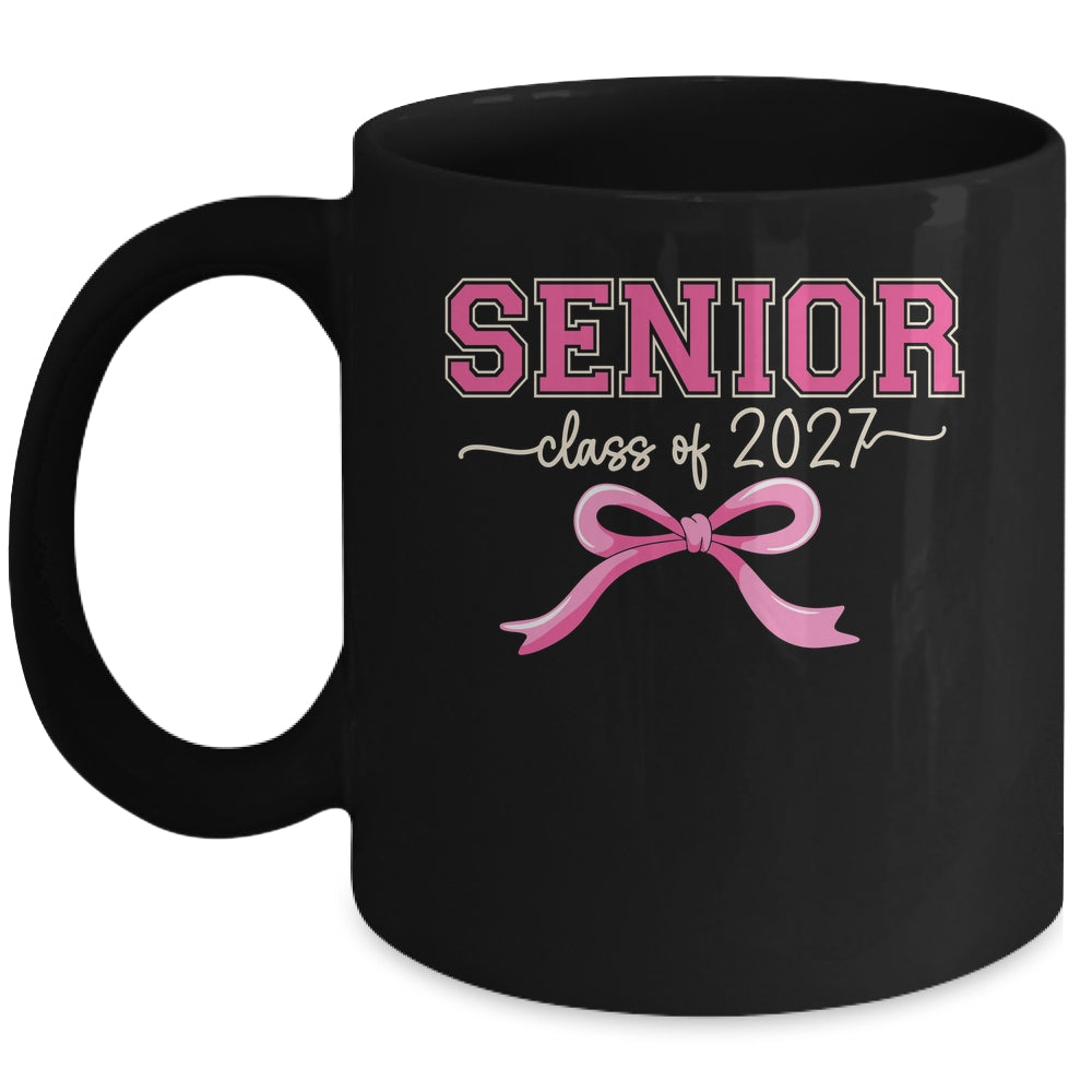 Class Of 2027 Pink Coquette Bow Cap Senior 2027 Graduation Mug | siriusteestore