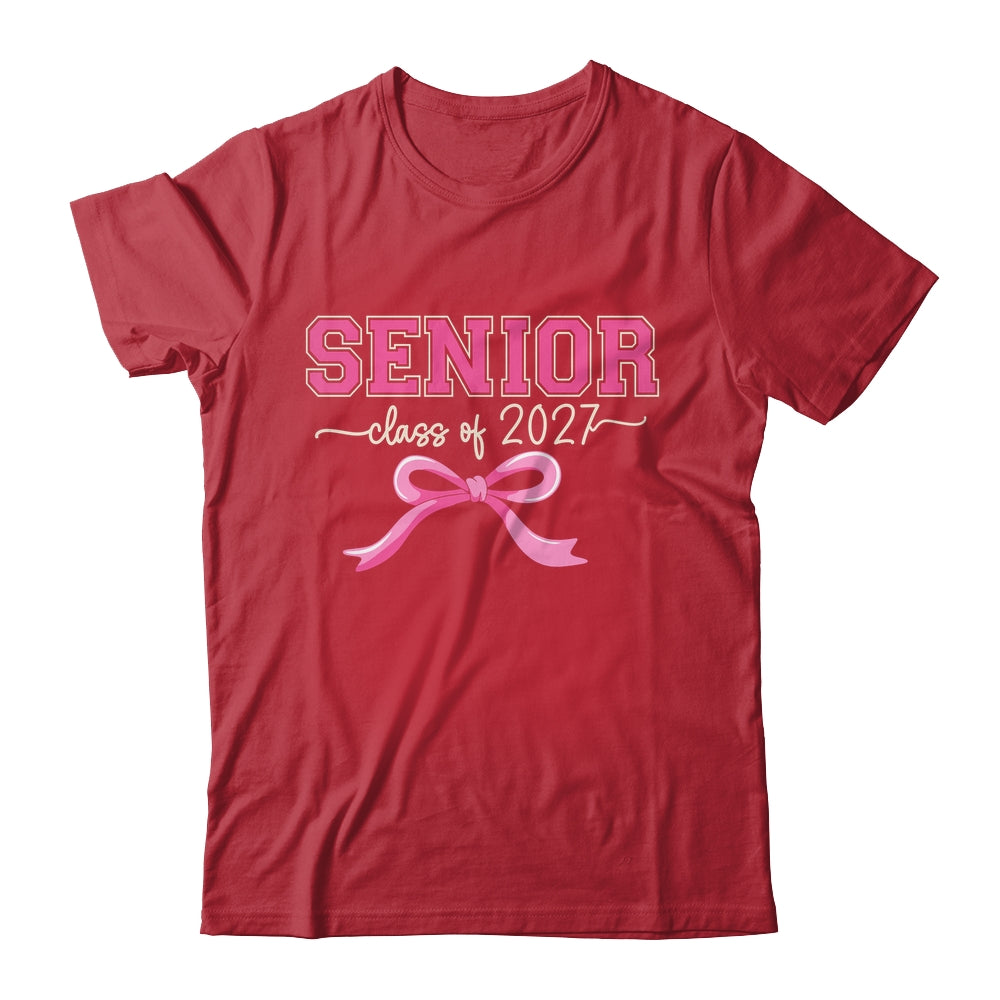 Class Of 2027 Pink Coquette Bow Cap Senior 2027 Graduation Shirt & Hoodie | siriusteestore