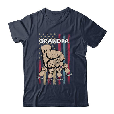 Personalized Awesome Grandpa Grandkids With Name Custom Hands Fist Bump Flag Fathers Day Birthday Christmas