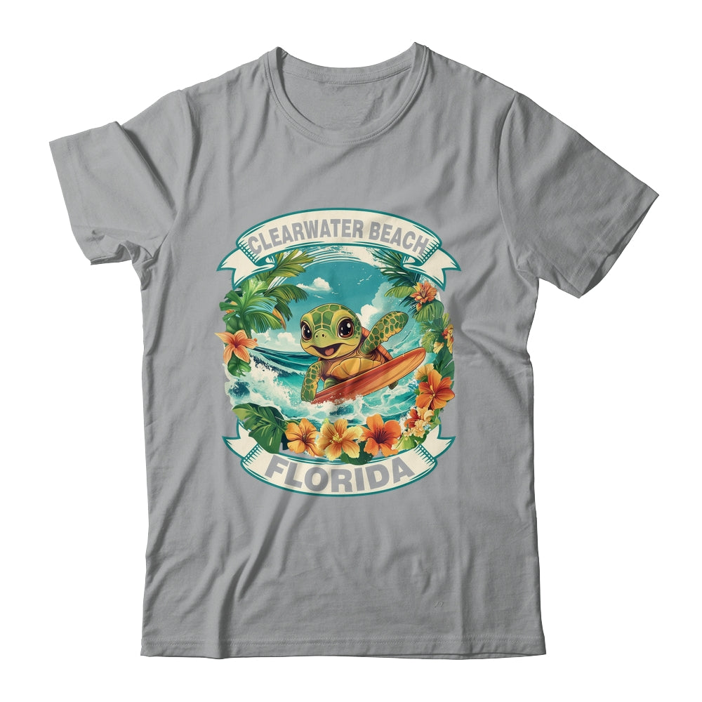 Clearwater Beach Florida Cute Sea Turtle Surfing Summer Vacation Shirt & Tank Top | siriusteestore