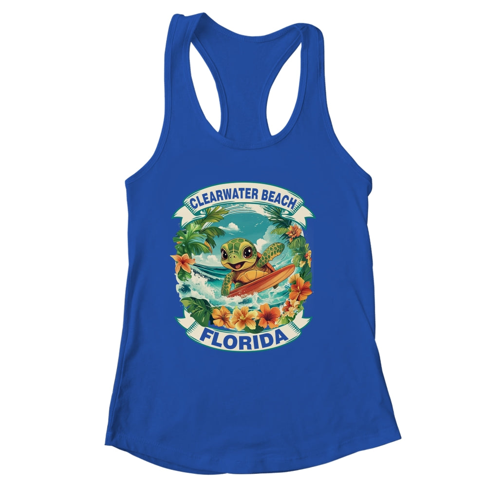 Clearwater Beach Florida Cute Sea Turtle Surfing Summer Vacation Shirt & Tank Top | siriusteestore