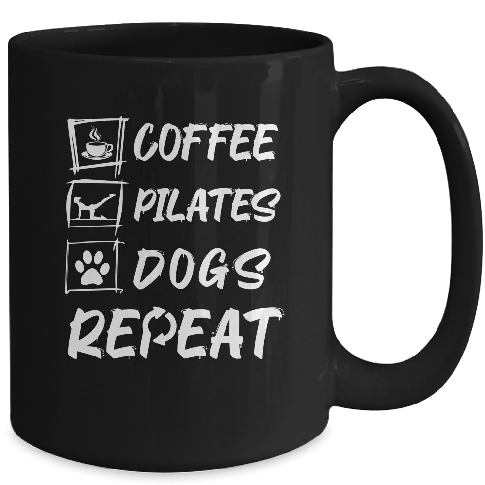 Coffee Pilates Dogs Repeat Pilates Art For Girl Women Mug | siriusteestore