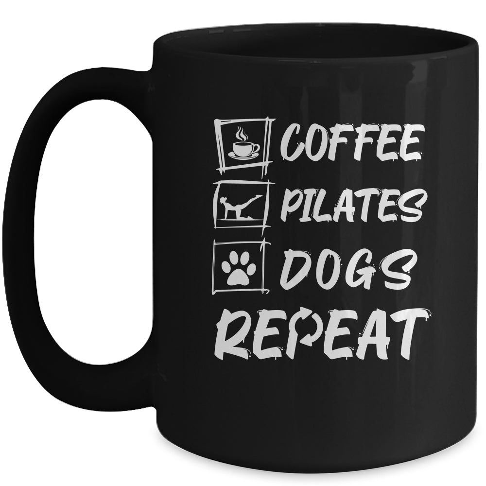 Coffee Pilates Dogs Repeat Pilates Art For Girl Women Mug | siriusteestore