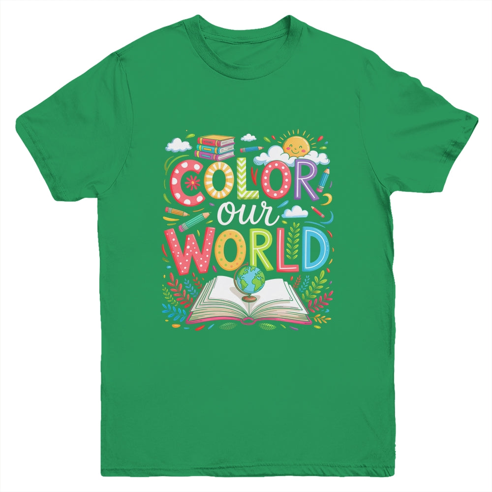 Color Our World Book Reading Program 2025 Summer Reading Youth Shirt | siriusteestore