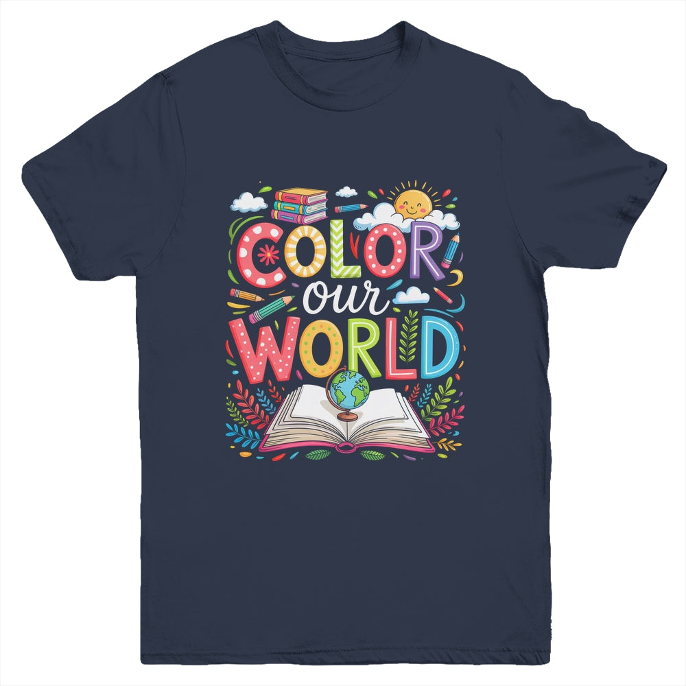 Color Our World Book Reading Program 2025 Summer Reading Youth Shirt | siriusteestore
