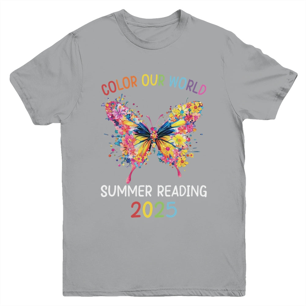 Color Our World Summer Reading Program 2025 Butterfly Youth Shirt | siriusteestore