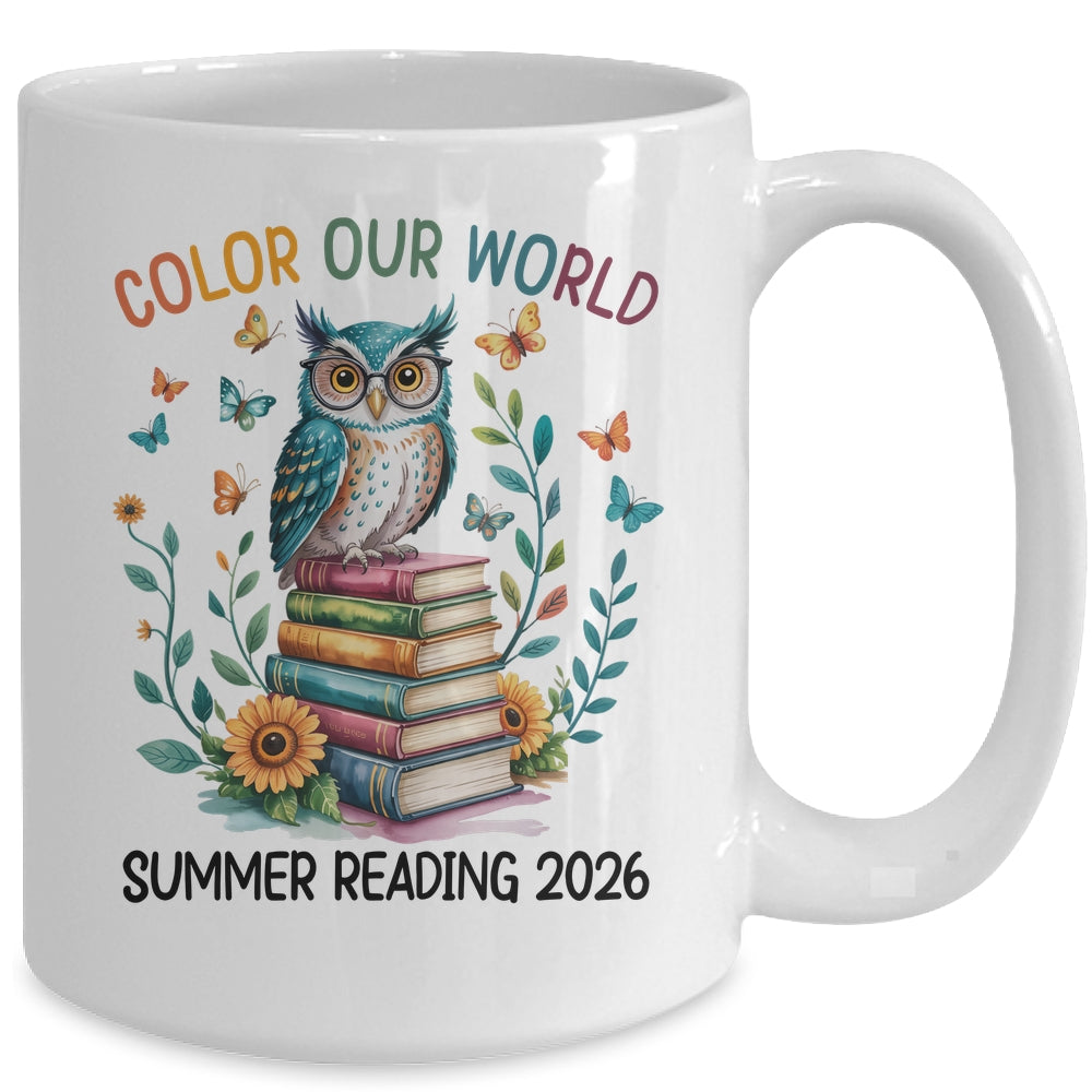 Color Our World Summer Reading Program 2026 Owl Teacher Mug | siriusteestore