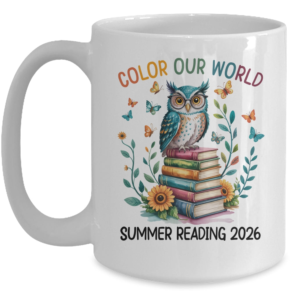 Color Our World Summer Reading Program 2026 Owl Teacher Mug | siriusteestore