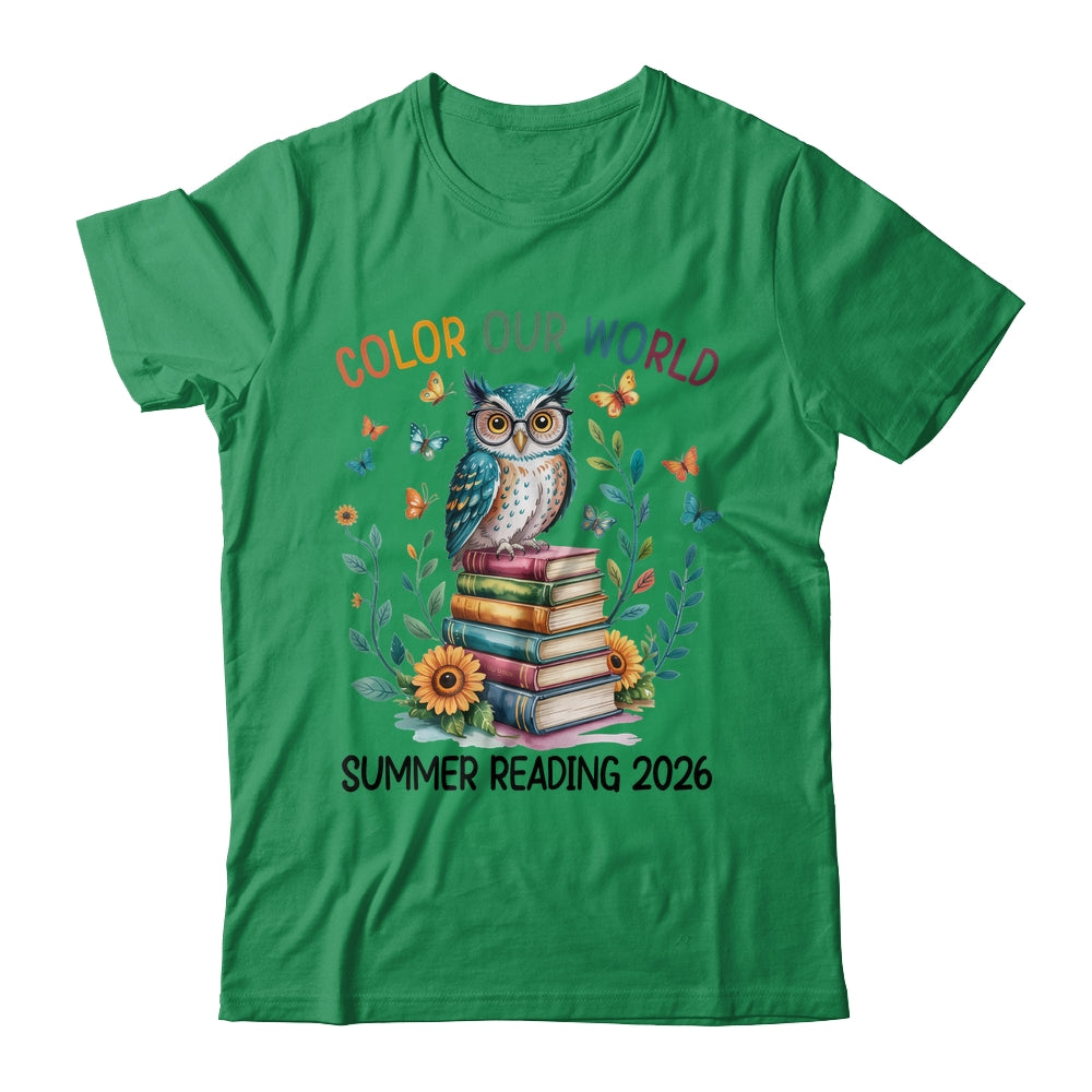 Color Our World Summer Reading Program 2026 Owl Teacher Shirt & Hoodie | siriusteestore