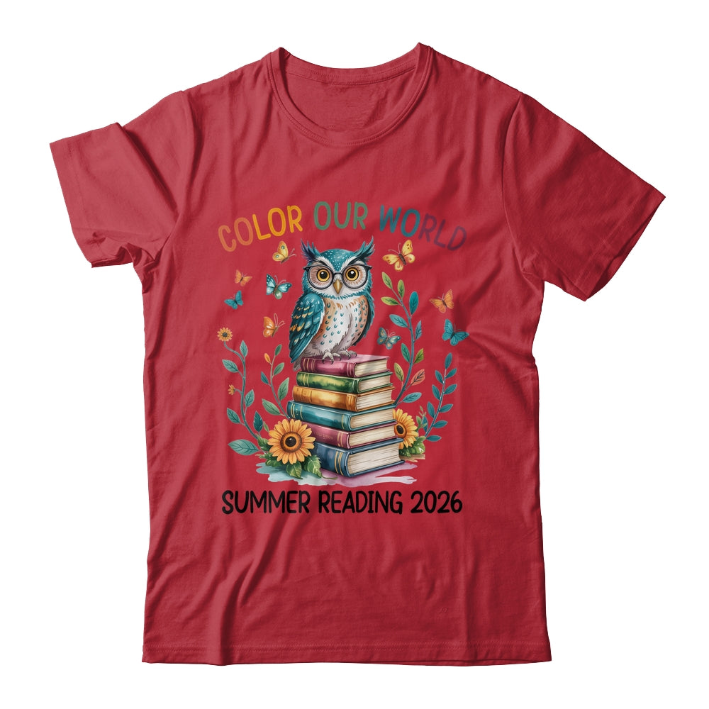 Color Our World Summer Reading Program 2026 Owl Teacher Shirt & Hoodie | siriusteestore