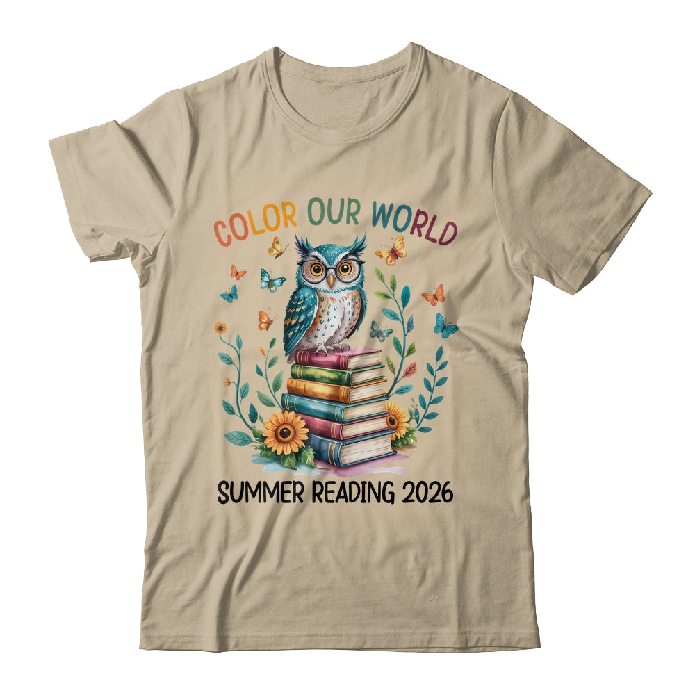 Color Our World Summer Reading Program 2026 Owl Teacher Shirt & Hoodie | siriusteestore