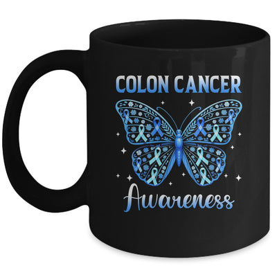 Colorectal Colon Cancer Awareness Blue Ribbon Butterfly Mug | siriusteestore