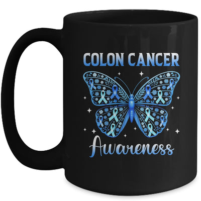 Colorectal Colon Cancer Awareness Blue Ribbon Butterfly Mug | siriusteestore