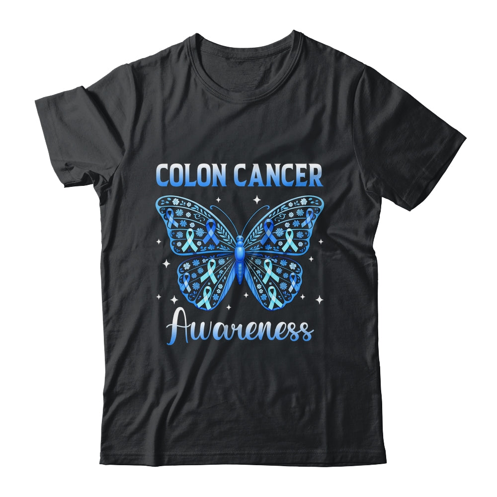 Colorectal Colon Cancer Awareness Blue Ribbon Butterfly Shirt & Hoodie | siriusteestore