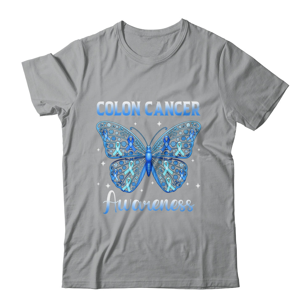 Colorectal Colon Cancer Awareness Blue Ribbon Butterfly Shirt & Hoodie | siriusteestore