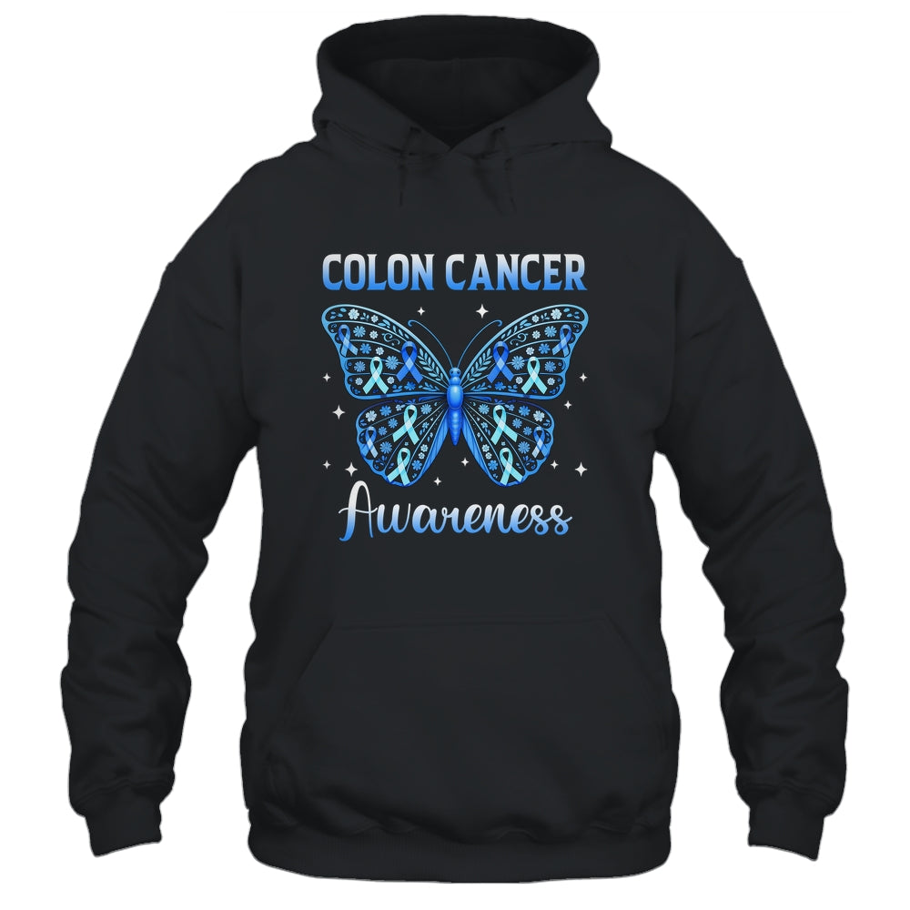 Colorectal Colon Cancer Awareness Blue Ribbon Butterfly Shirt & Hoodie | siriusteestore