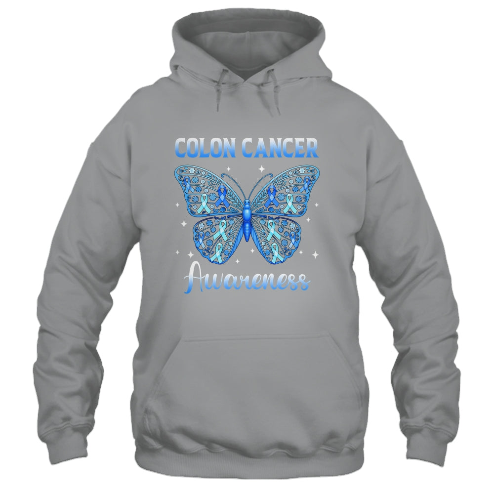 Colorectal Colon Cancer Awareness Blue Ribbon Butterfly Shirt & Hoodie | siriusteestore
