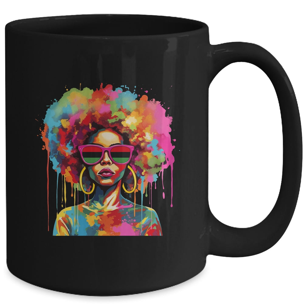 Colorful Art Black Queen Afro Melanin Dripping Juneteenth Mug | siriusteestore