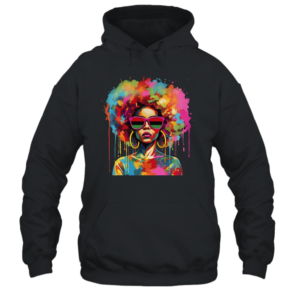 Colorful Art Black Queen Afro Melanin Dripping Juneteenth Shirt & Tank Top | siriusteestore
